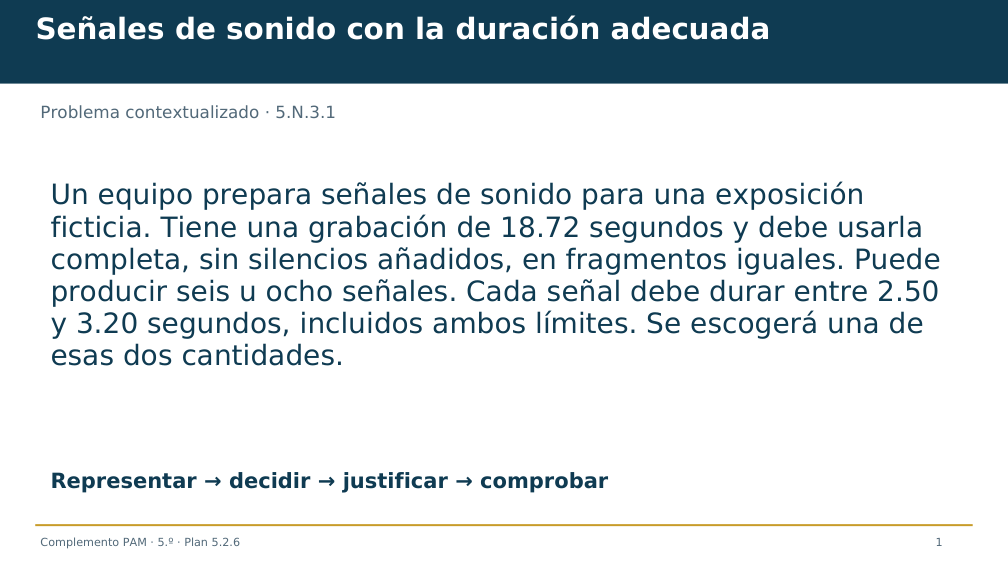 Diapositiva 1 del complemento: Señales de sonido con la duración adecuada