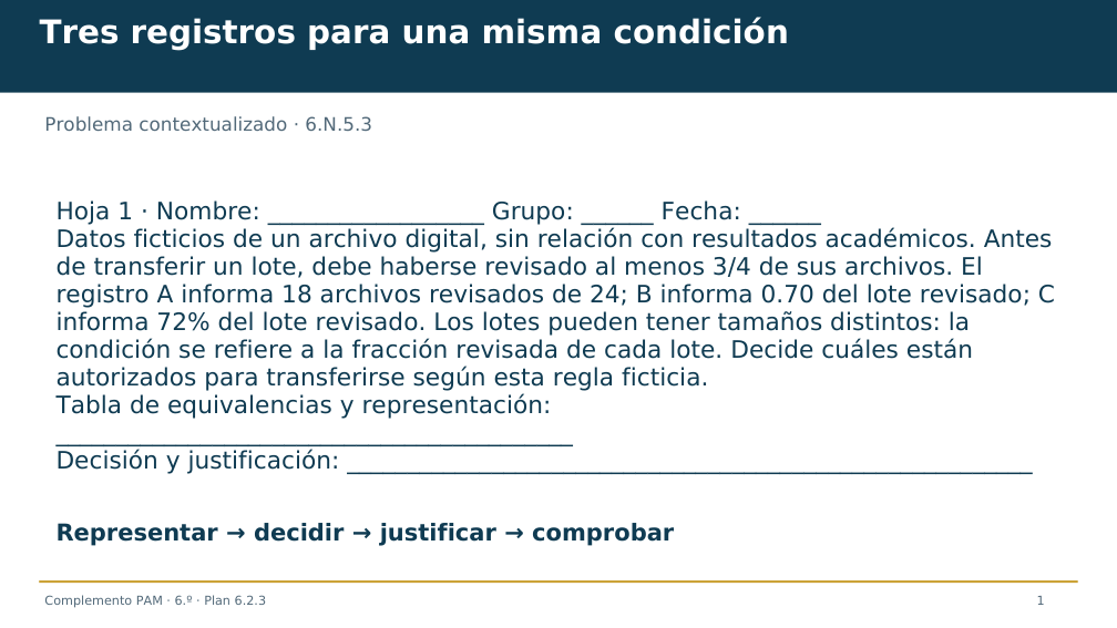 Diapositiva 1 del complemento: Tres registros para una misma condición