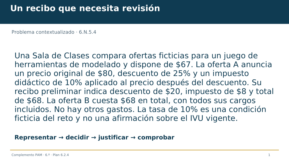 Diapositiva 1 del complemento: Un recibo que necesita revisión